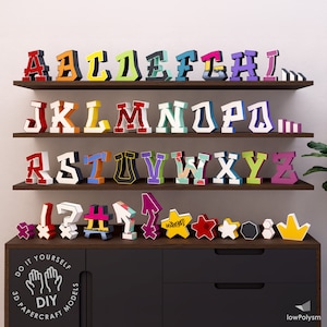 Plantilla de letras 3D de graffiti, letras de papel para hacer tú mismo, letras 3D de papel SVG, PDF, arte de graffiti, letras grandes, letras de imprenta, letrero de cumpleaños
