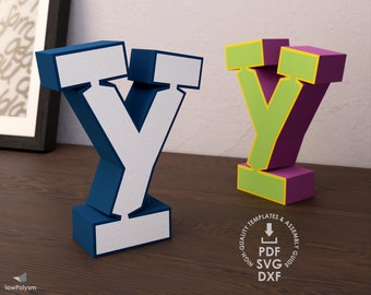 Graffiti 3d Letter Y Printable Letter 3d, Large Letters, DIY Papercraft Kit, Patterns For Cricut and Cameo Cutting Machine or Manual Cut