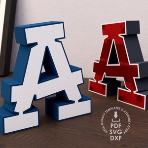 Plantilla Graffiti 3d Letter A, Papercraft de letras imprimibles, plantilla de letras 3d en PDF, DXF, SVG, archivos de corte para manual o trazador