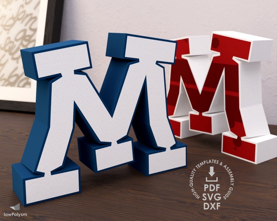 graffiti 3d letter m template large letters lowpolysm etsy