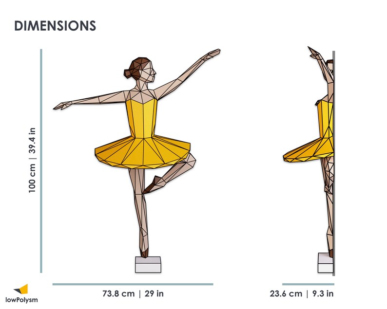 3d papercraft dancing ballerina dimensions.