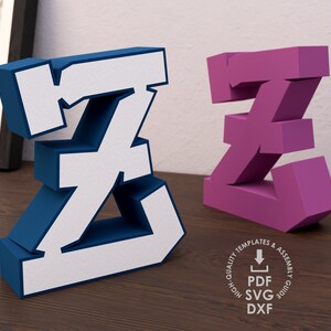 Graffiti 3d Letter Z Template, Make Your Own Graffiti Letters Piece, Alphabet Template PDF, Cutting Files For Manual or Machine Cut SVG DXF