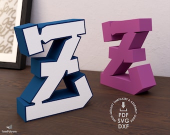 Graffiti 3d Letter Z Template, Make Your Own Graffiti Letters Piece, Alphabet Template PDF, Cutting Files For Manual or Machine Cut SVG DXF
