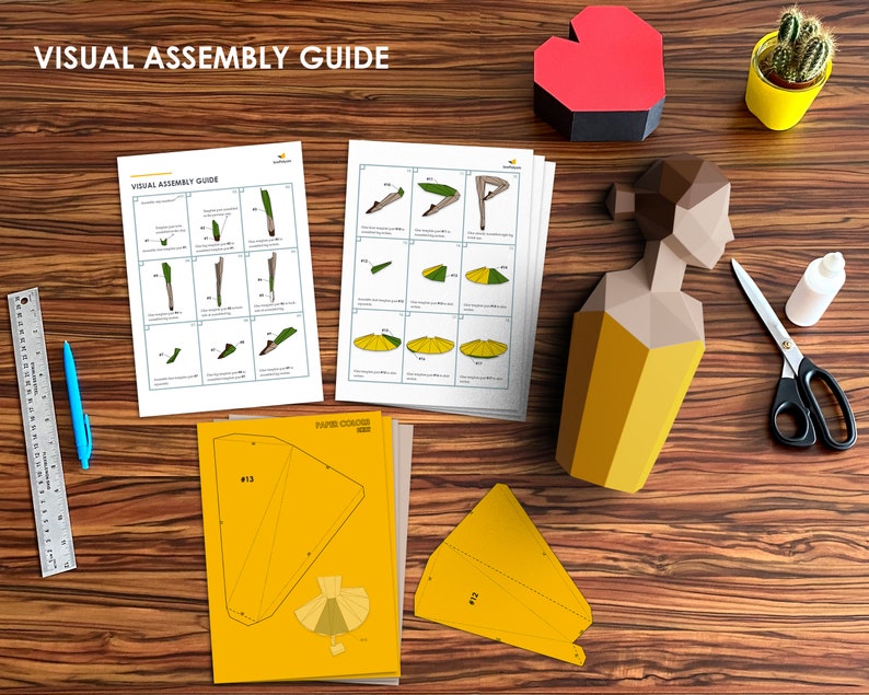 Ballerina papercraft visual assembly guide.