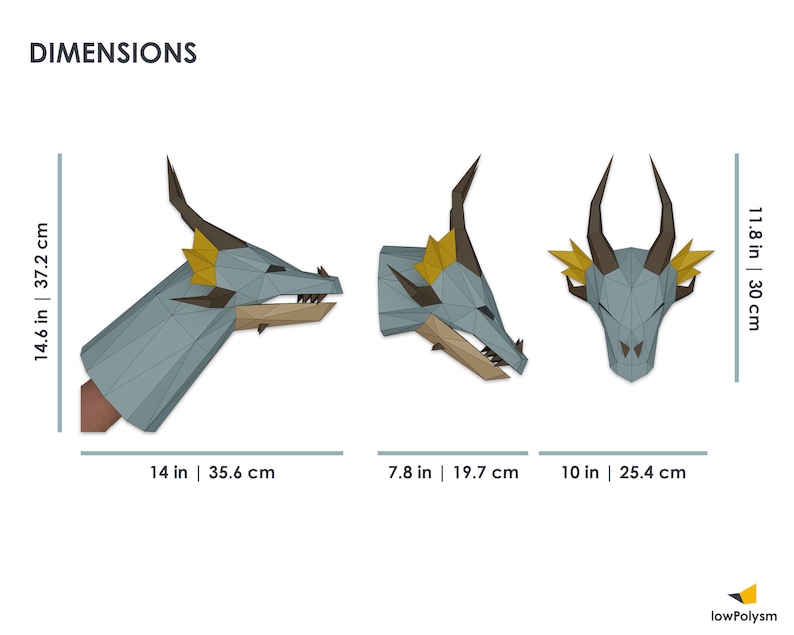 Dragon 3d papercraft dimensions