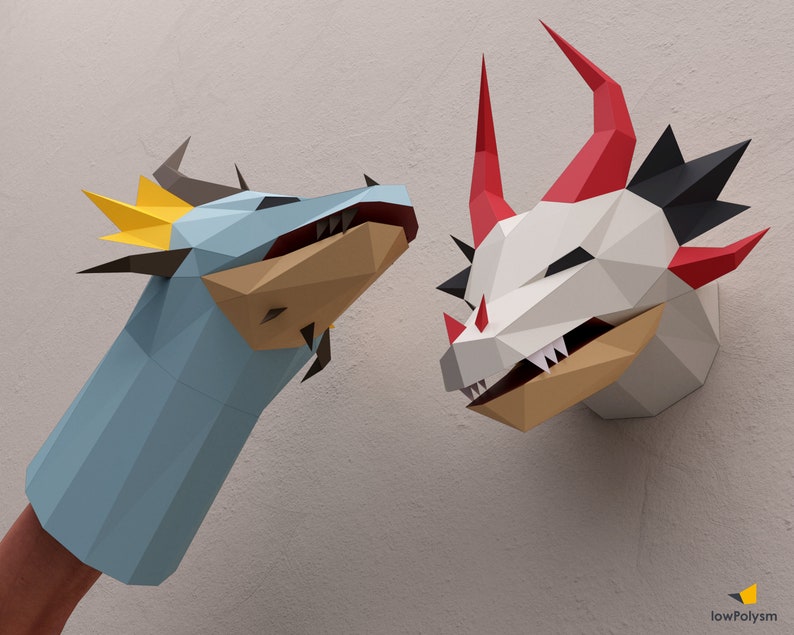 3d origami dragon sculptures