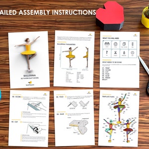 Assembly instructions for lowPolysm ballerina 3d papercraft model.