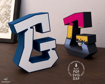 Graffiti 3d Letter G Template, Printable Letter 3d Sign, Graffiti Paper Letter, Papercraft Template SVG, DXF, PDF, Print,Cut,Score,Fold,Glue