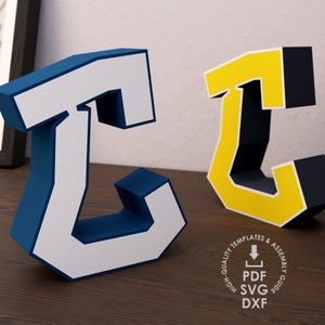 Graffiti 3d Letter C DXF PDF SVG Template Files, Papercraft 3d Model, Alphabet Letter Templates, Paper Craft Pattern, Paper Letter