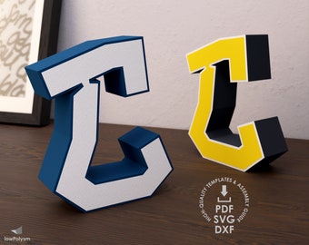Graffiti 3D Letter C Template: Papercraft Model (PDF, SVG, DXF)