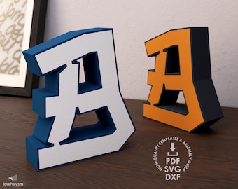 3D Graffiti Letter B Template, DIY Papercraft Model (svg, dxf, pdf Files)