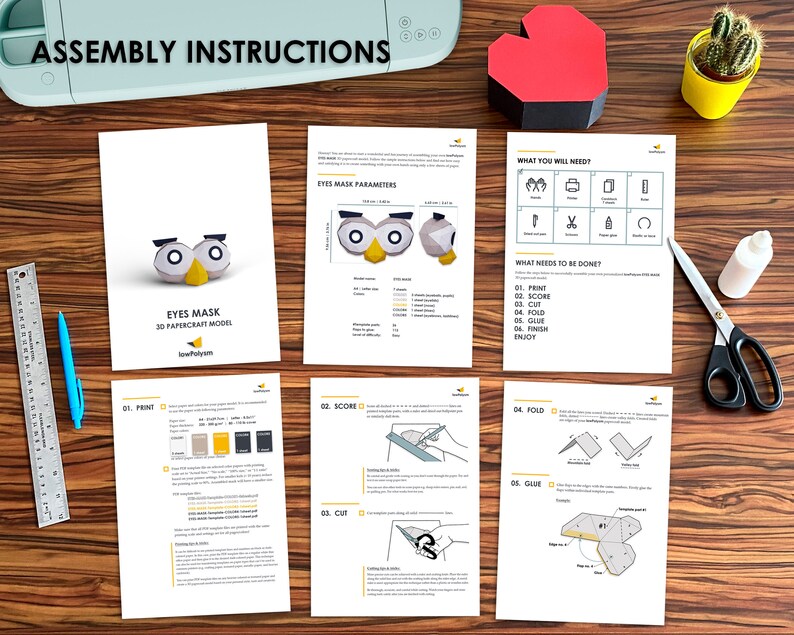 Detailed assembly instructions - Do It Yourself Eyes paper half mask