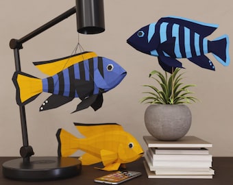 African Cichlid 3D Papercraft Fish – Low Poly Fish Templates in  PDF/SVG/DXF (Cricut, Silhouette), Diy Paper Trophy Decor