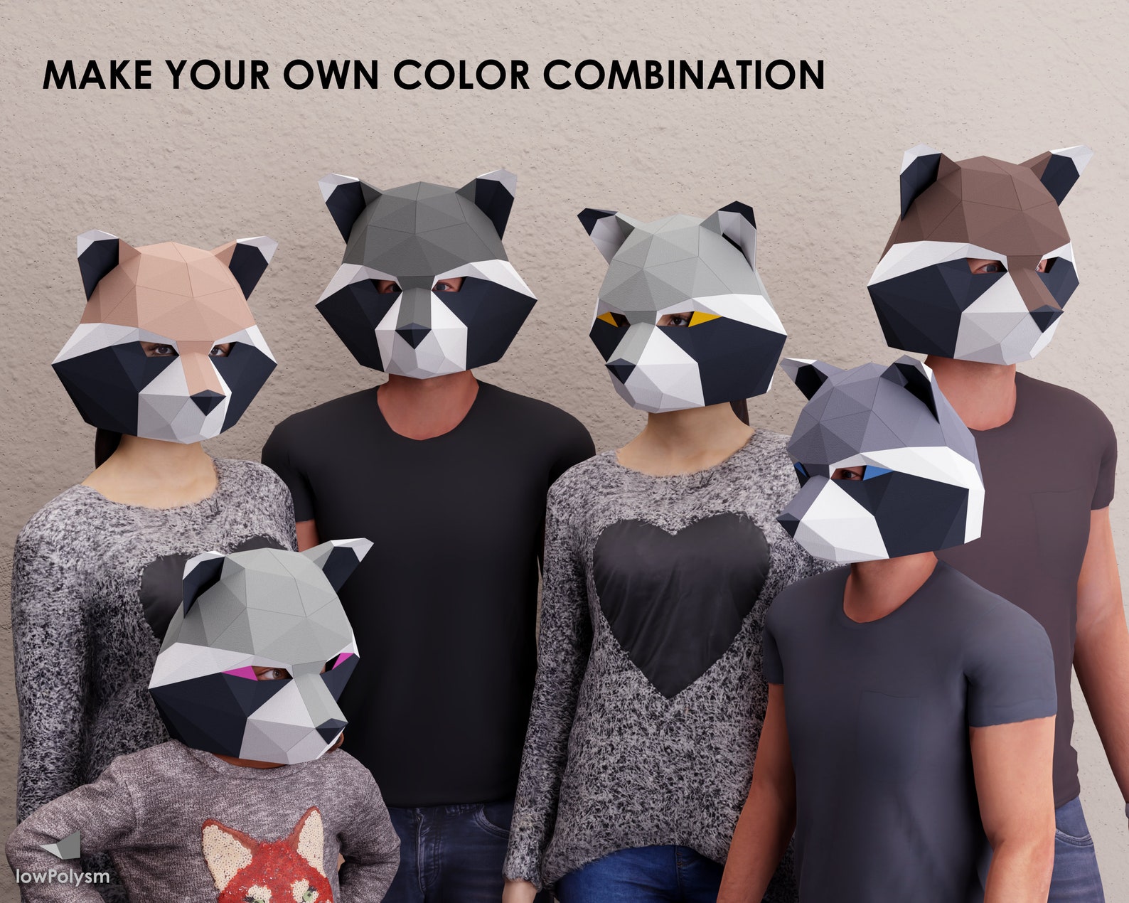 Raccoon DIY Papercraft Mask, Cosplay Mask Pattern, Therian Animal Mask ...