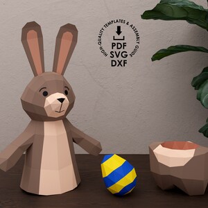 Paper 3d Bunny Papercraft Bunny Box, Low Poly Easter Bunny Template ...