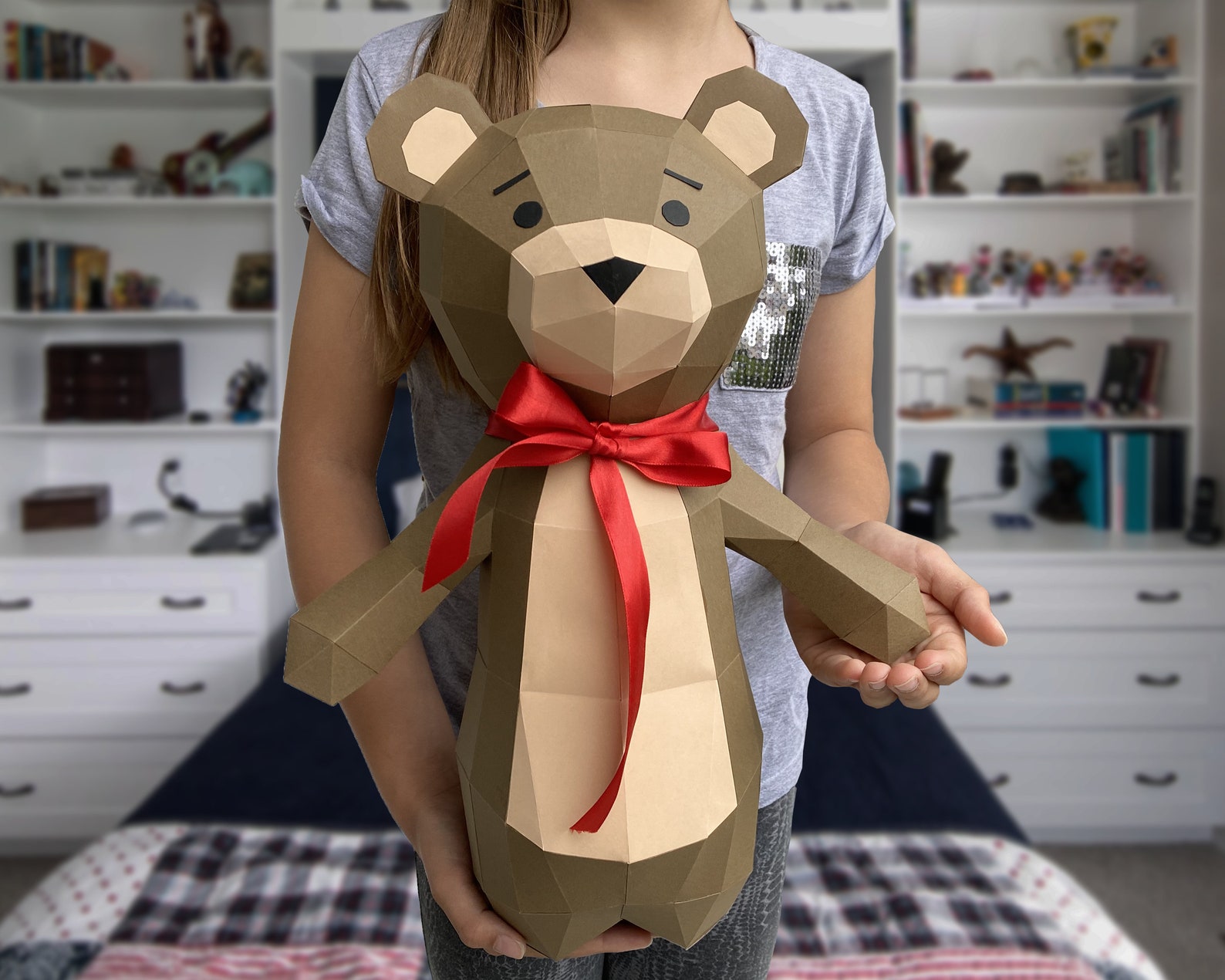 Teddy Bear Paper Craft Low Poly Paper Bear DIY Craft Kit Etsy