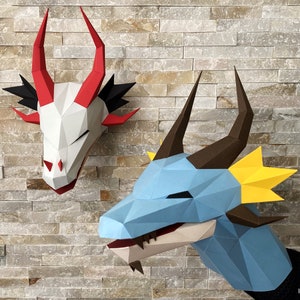 Dragon Low Poly Papercraft Dragon Puppet, Diy Craft Dragon Head trophy, Wall Sculpture, Lowpoly Paper Kit, 3D Origami, SVG DXF PDF Template image 10