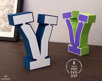 Graffiti 3d Letter V PDF Template, DXF SVG 3d Letter Patterns For Cricut And Silhouette, Letter For Graffiti Wall Art by lowPolysm