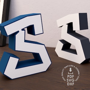 Graffiti 3d Letter S Pattern, Paper Alphabet, Die Cut Template For 3d Letters, Template For Cricut, Large Letters, Graffiti Alphabet
