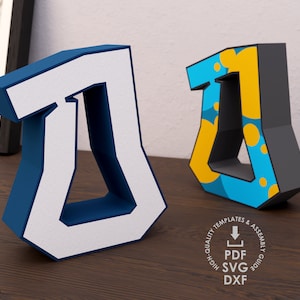 Graffiti 3d Letter O Template, DIY Paper Letters, 3d Block Letter Templates, Sign Papercraft, PDF SVG  dxf, 3d Polygonal Alphabet Templates