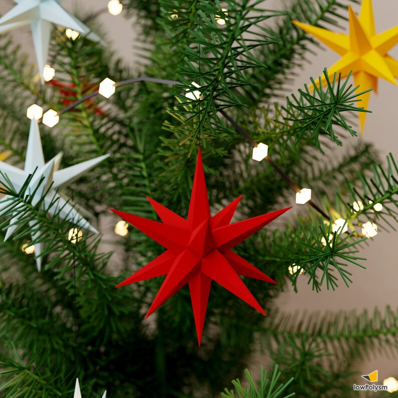 Christmas tree decoration 3D paper craft by lowPolysm.