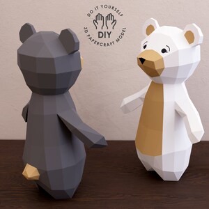 Teddy Bear Papercraft Low Poly 3D Paper Bear DIY Craft Kit - Etsy