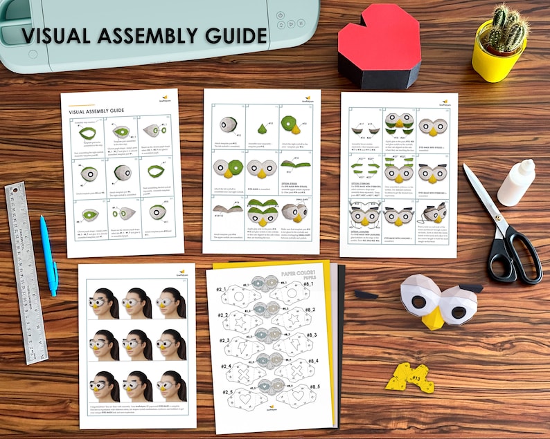 Eyes paper 3d mask illustrated step-by-step visual guide.