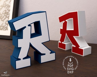 Graffiti 3d Letter R Template Files For Manual Or Machine Cut SVG, PDF, DXF, diy Paper Letter Kit, Paper Craft Graffiti 3d Letters