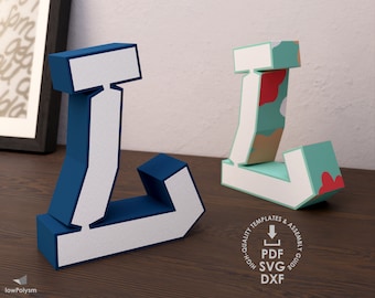 Graffiti 3d Letter L SVG Template, PDF Template File, DXF Template For Cameo, 3d Origami Letters, Paper Alphabet, Instant Download