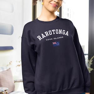 Rarotonga Sweatshirt with Cook Islands Flag, Cook Islands Jumper Gift for Rarotongan, Rarotonga Sweater Birthday Gift