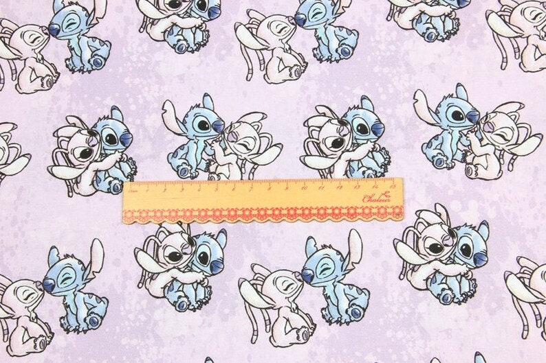 Stitch and Angel Fabric Blue Pink Koala Anime Cartoon Fabric | Etsy