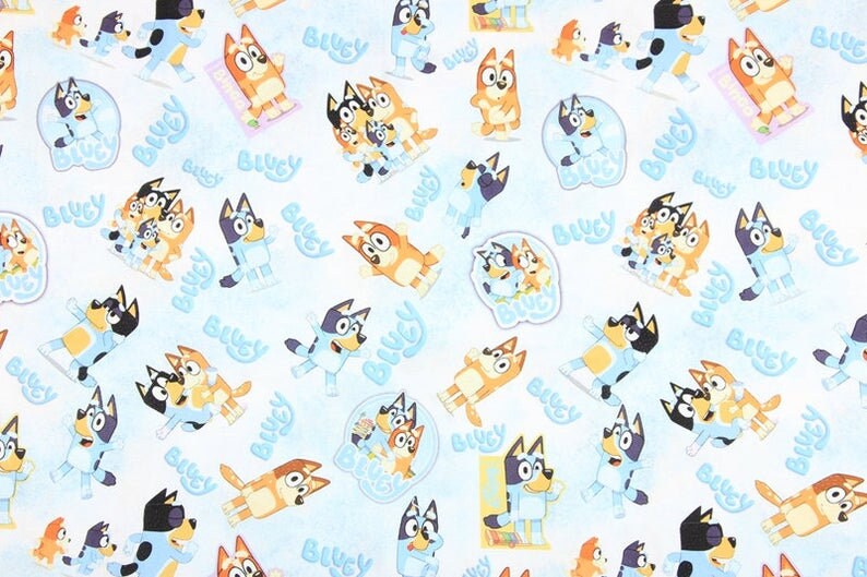 Bluey Fabric Blue Heeler Puppy Bingo Dog Anime Cartoon Fabric Etsy