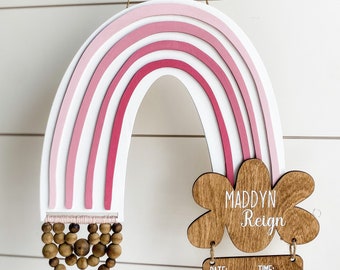 Ombre Rainbow Baby Door Hanger: Hand-Painted Nursery Decor