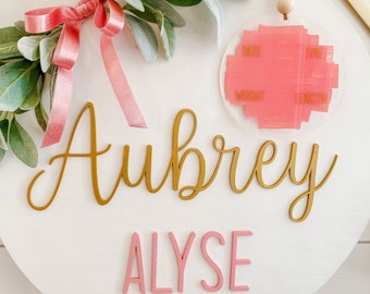 Hospital Nursery Door Hanger Girl Wreath Wood Bead Acrylic Boho Decor