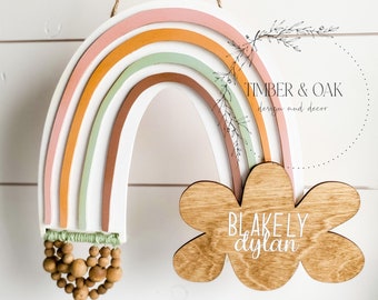 Rainbow Nursery Sign SVG, Baby Name, Door Hanger (Digital File)