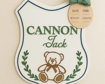 Personalized Teddy Bear Name Sign: Vintage Nursery Decor