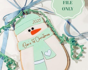 Snowman Christmas Cookie Ornament SVG: Laser Cutting (Digital File)