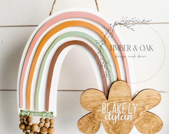 Rainbow Baby Door Hanger: Hand-Painted Nursery Decor