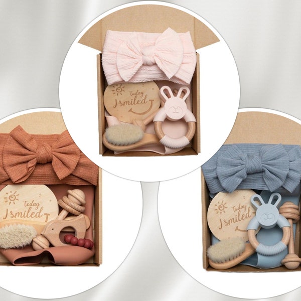 6-piece personalized baby gift set for birth, baptism, individual, newborn gift box, birth, engraving (hair comb)