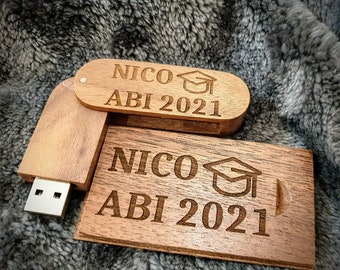 Personalisierter Holz USB-Stick 8GB / 16GB / 64GB / Logo / Gravur / Holz / Ganz INDIVIDUELL / Geschenk / Persönlich