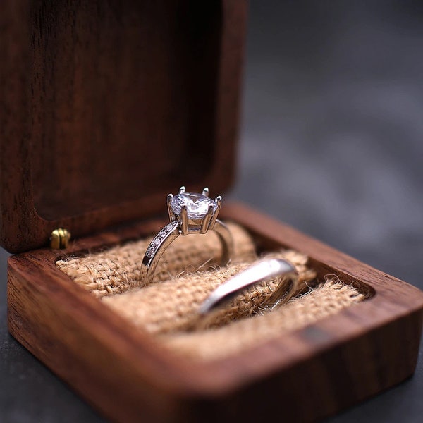 Ringbox, Trauringe zur Hochzeit aus Walnussholz mit Gravur, Hochzeitsantrag, Ringschatulle, Verlobungsring box, HolzRing, Benutzerdefinierte