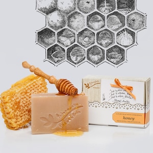 Honey Soap Bar Cold Process Luxury Box with Inspiring Quotes Natural Plant Oils Housewarming Anniversary Birthday Gift