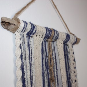 Macrame yarn boho wall hanging-blue