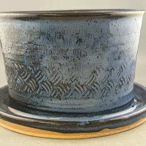 Handmade Stoneware Planter: Speckled Brownstone Clay, Blue & Teal Glaze