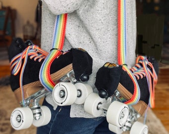 Classic Rainbow Skate Leash, Yoga Mat Strap, Skateboard Leash, Roller Skate Strap, Blanket Strap, Roller Skate Leash, Ice Skate Leash