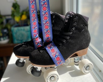 Boho Floral Roller Skate Leash, Yoga Mat Strap, Skateboard Leash, Roller Skate Strap, Blanket Strap, Skate Leash