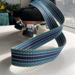 Turquoise & Blue Wake Strap, Roller Skate Leash, Yoga Mat Strap, Skateboard Leash, Roller Skate Strap, Blanket Strap, Skate Leash