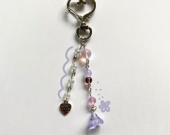 Made With Love Purple Beaded Keychain - Cute Jewelry