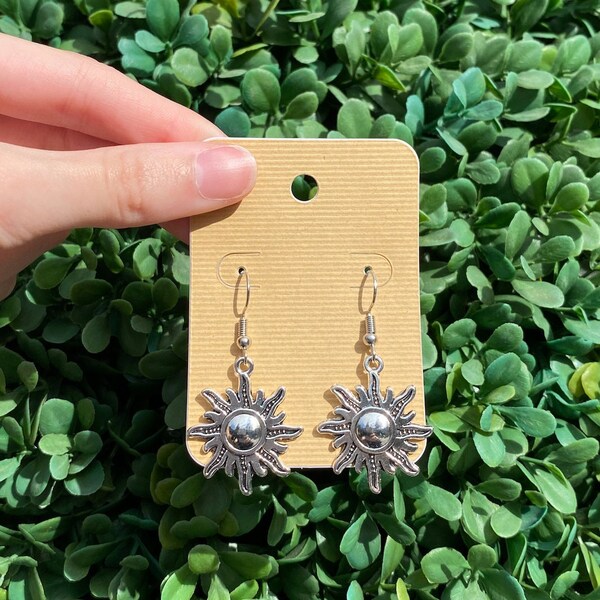 Silver Sun Burst Earrings - Cute Jewelry