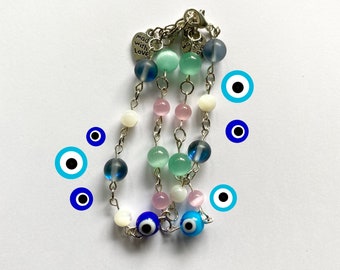 Chain Link Beaded Evil Eye Bracelets - Cute Jewelry